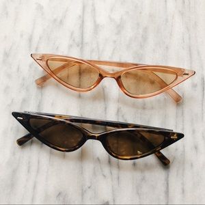 Vintage Cat Eye Thin Sunglasses Tortoise & Tan